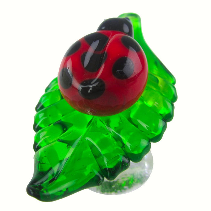 Glass Wine Bottle Stopper Lady Bug On Leaf