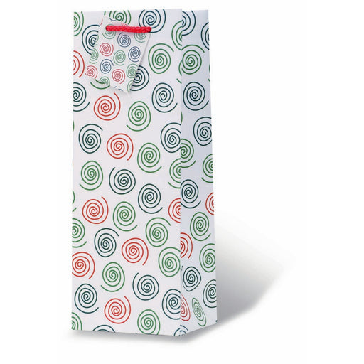 White Holiday Swirls Wine Bottle Gift Bag