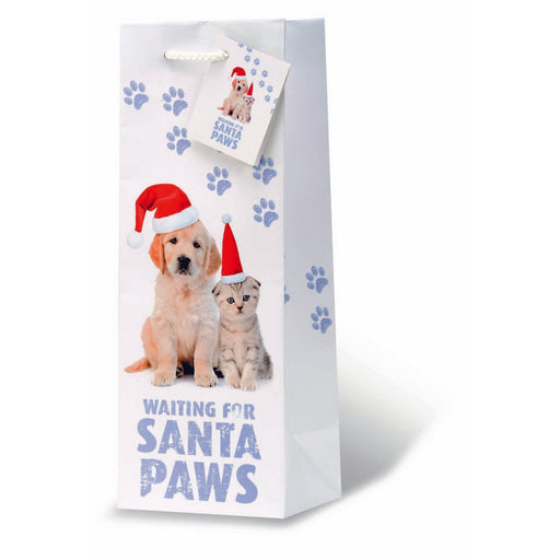 Santa Paws Wine Bottle Gift Bag