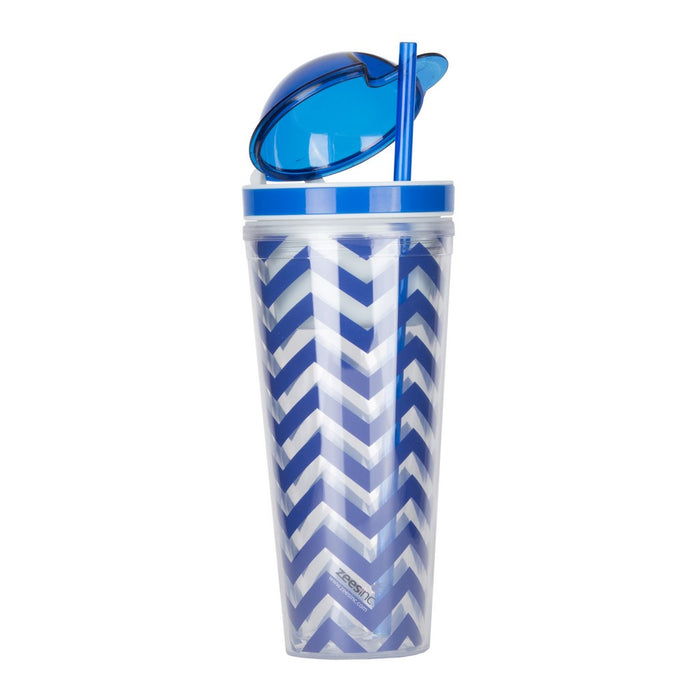 Slurp N' Snack Tumbler For Snack And Drink - Chevron Navy