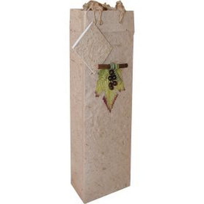 Handmade Paper Wine Bottle Bag - 3D Grape Cluster