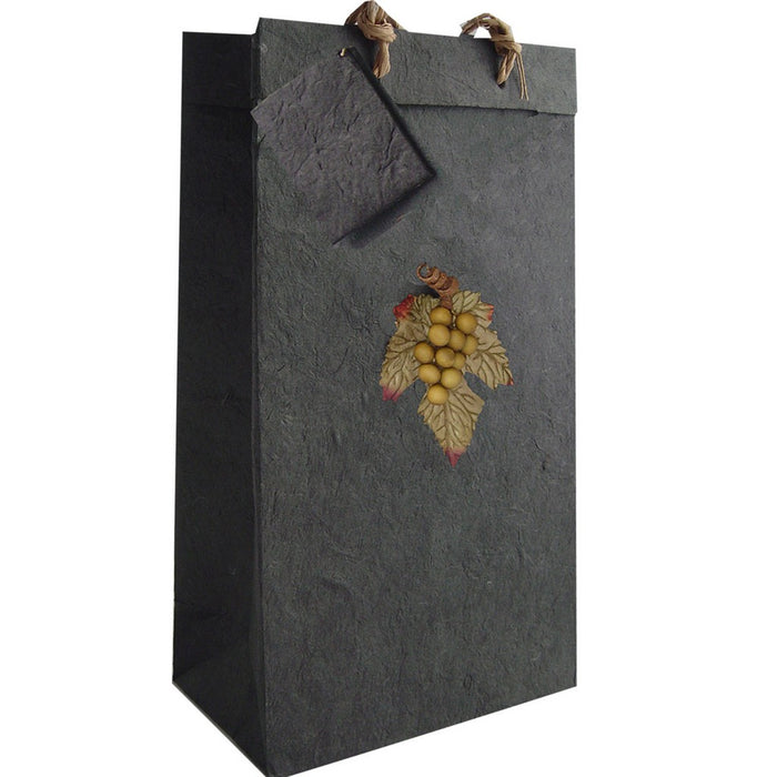 BB2 GL Black - Handmade Paper Two Bottle Bags - Must order in 6's