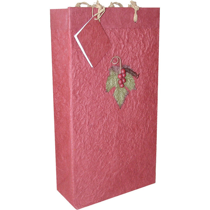 BB2 GL Burgundy - Handmade Paper Two Bottle Bags - Must order in 6's