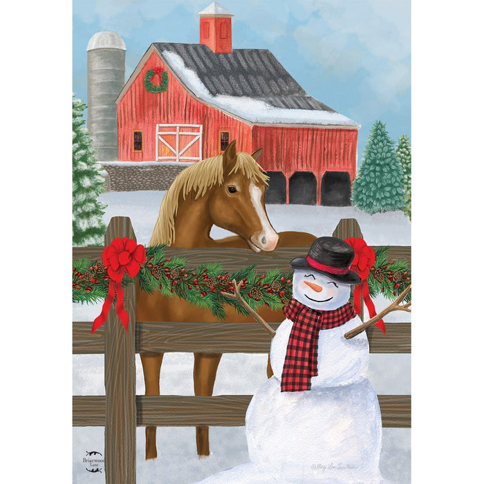 Snowy Stable Garden Flag