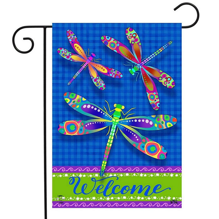 Colorful Dragonflies Garden Flag