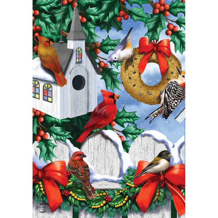 Christmas Bird House House Flag