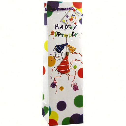 Decorative Paper Single Wine Bag - Party Hats - Must order in 6's