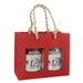 2 Bottle Handmade Paper Gourmet Bag - Red with Windows