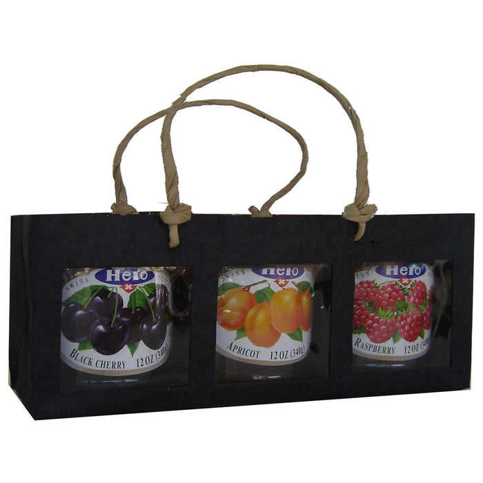 3 Bottle Handmade Paper Gourmet Bag -Black with Windows