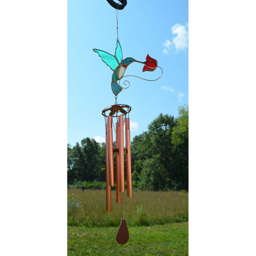 Hummingbird with Red Flower Wind Chime