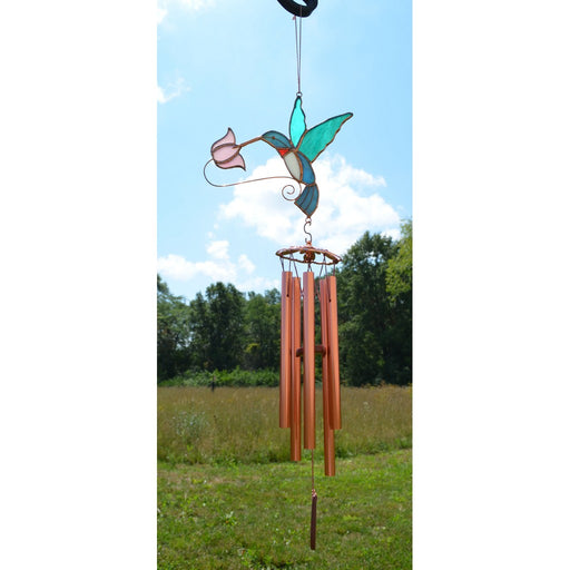 Hummingbird with Pink Flower Wind Chime