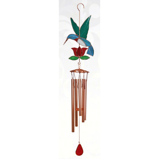 Hummingbird with Red Flower Large Wind Chime