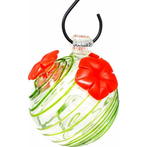 Green Swirl Glass Hummingbird Feeder