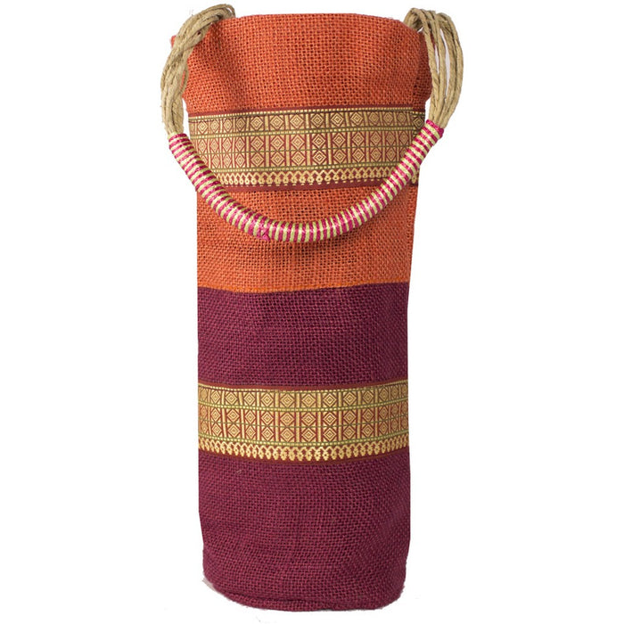 Jute Wine Bottle Bag - Spring Stripes