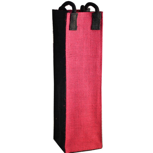 Jute Wine Bottle Bag - Bold Pink