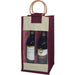 2 Bottle Jute Bag - Burgundy with Windows