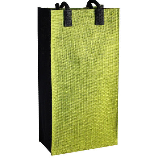 2 Bottle Jute Bag - Lime Bold