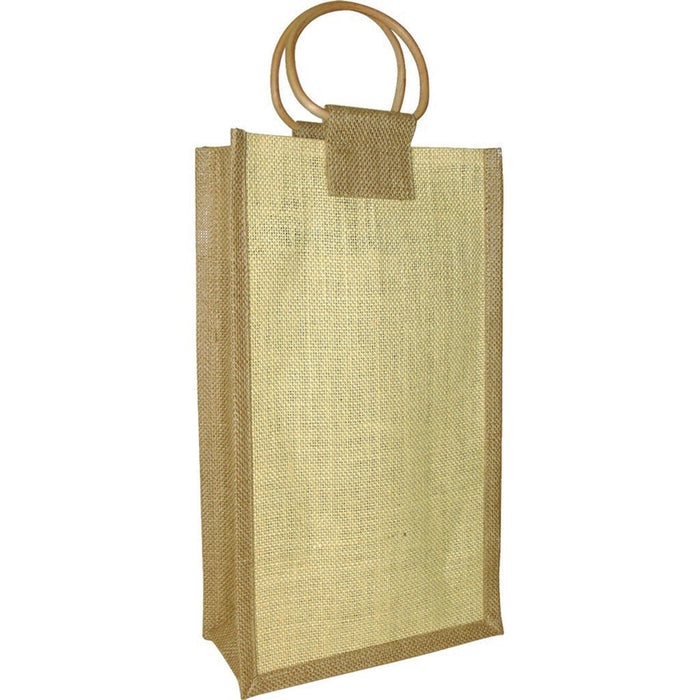 2 Bottle Jute Bottle Bag - Neutral