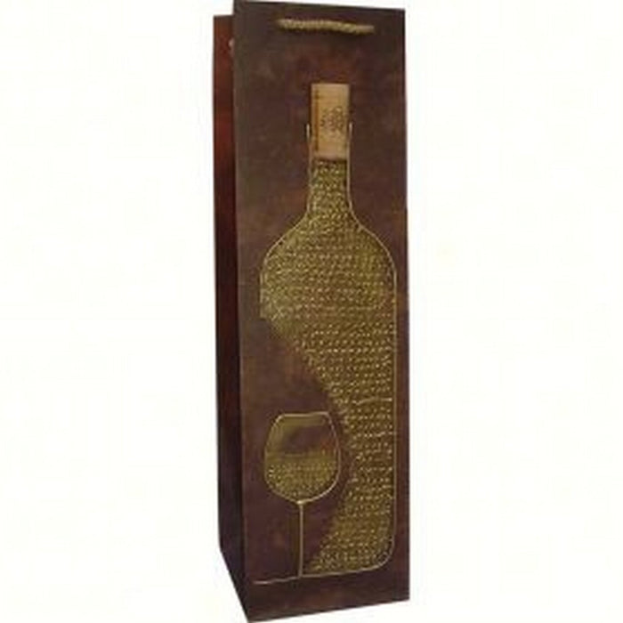 Hand Painted Liquid Gold Wine Bottle Bag - Gold