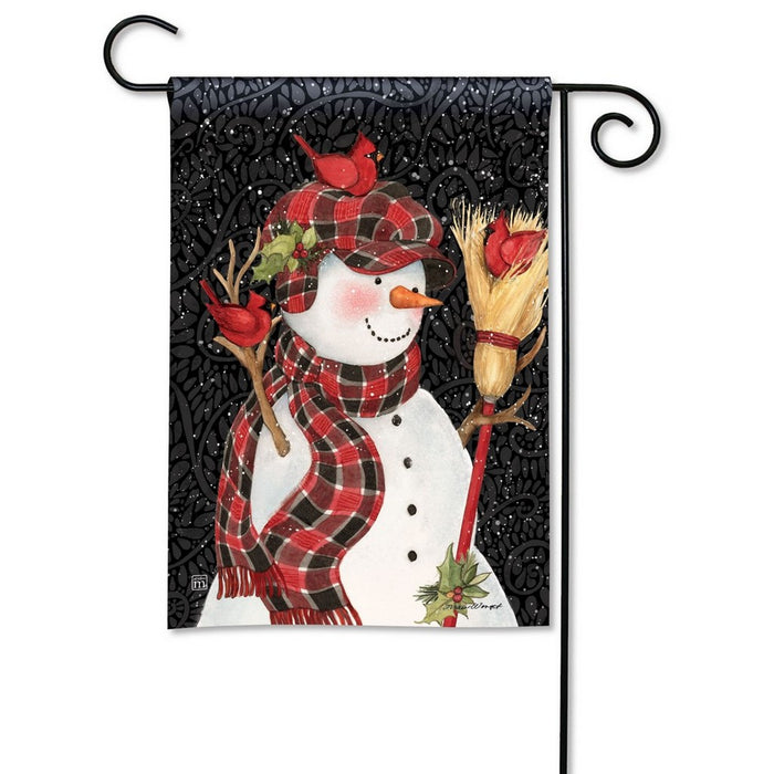 Snowman with Broom Garden Flag