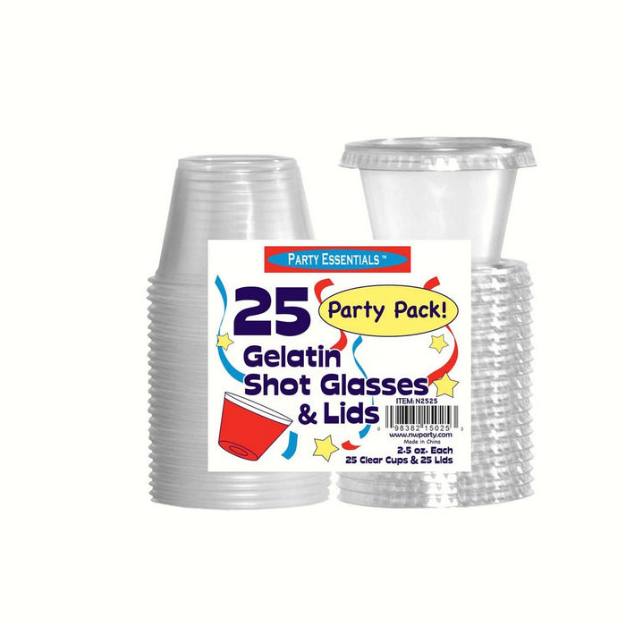 2.5 oz Shot Glasses & Lids. Clear 25 ct