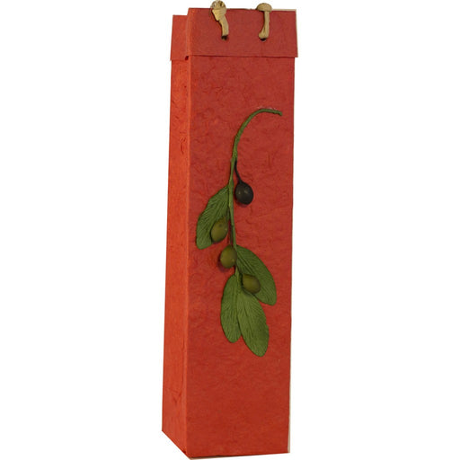 OB1 Branch Red - Handmade Paper Olive Oil Bottle Bags - Must order in 6's