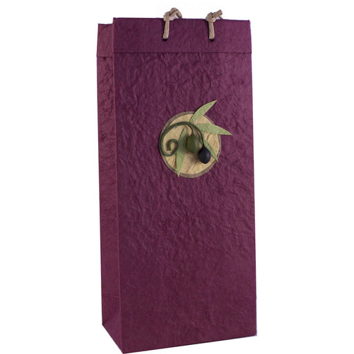 OB2 Castilla Burgundy - Handmade Paper 2 Bottle Olive Oil Bags - Must order in 6's