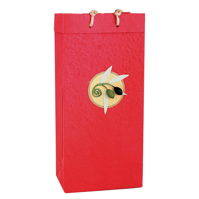 OB2 Castilla Red - Handmade Paper 2 Bottle Olive Oil Bags - Must order in 6's