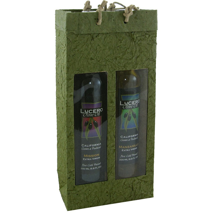 OB2 Olive - Handmade Paper 2 Bottle Olive Oil Bags - Must order in 6's