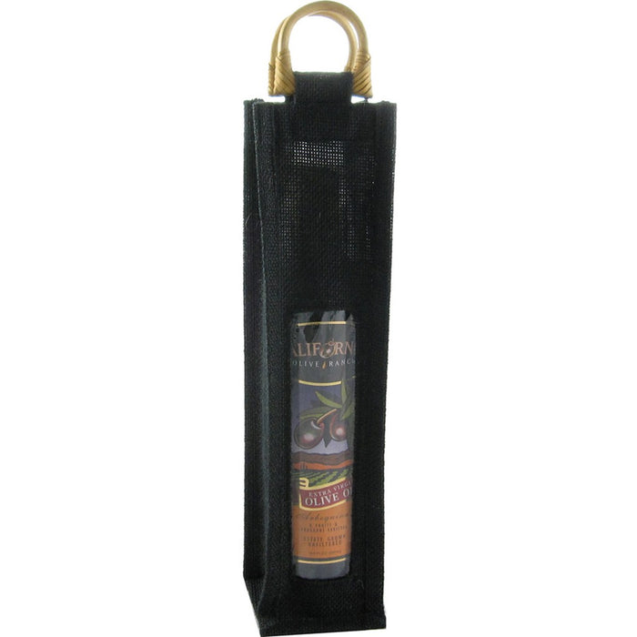 Jute Olive Oil Bottle Bag - Black with Window