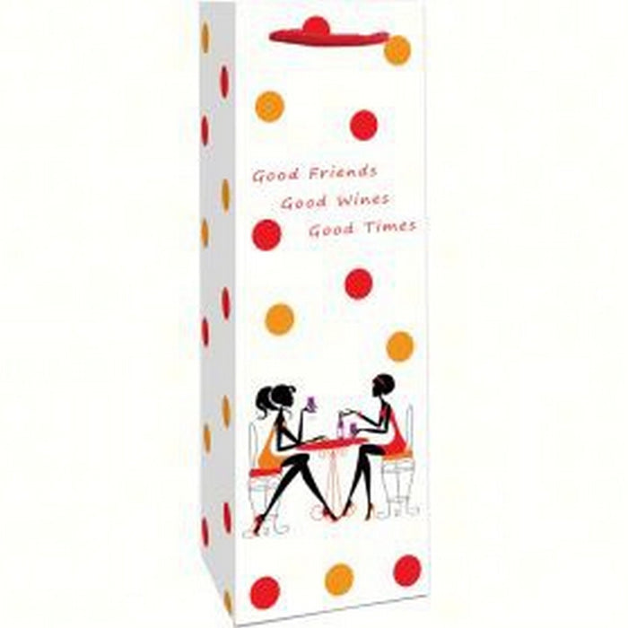 Printed Paper Wine Bottle Bag  - Girl Talk