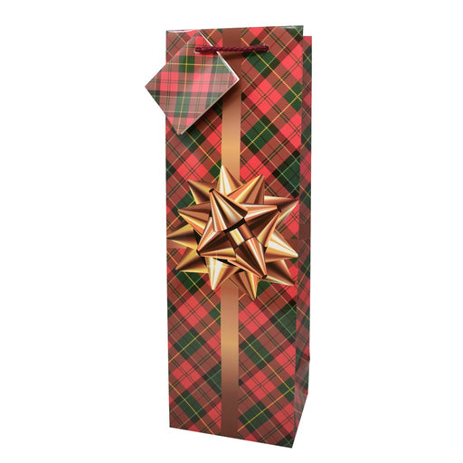 Printed Paper Wine Bottle Bag  - Flannel Gift