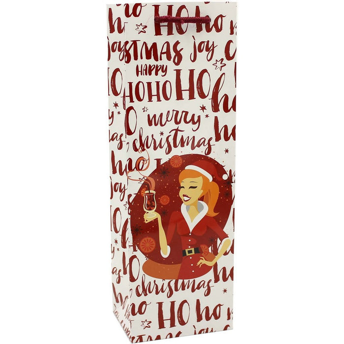 Printed Paper Wine Bottle Bag  - Hot Toddy