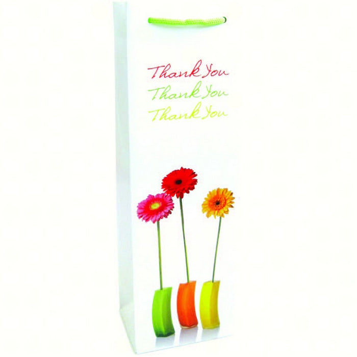 Printed Paper Single Wine Bag - Thank You - Must order in 6's