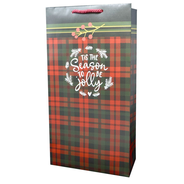 Christmas Flannel 2 Bottle Wine Bag