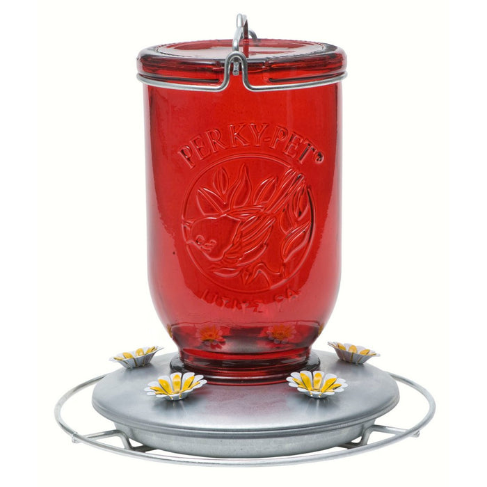 Red Mason Jar Hummingbird Feeder Must order in 2's