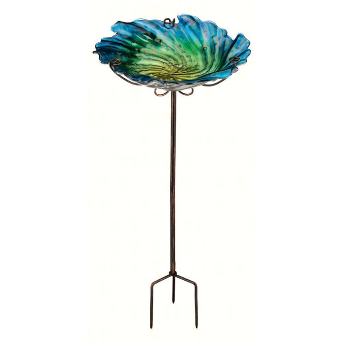 Blue Birdbath/Feeder w/Stake