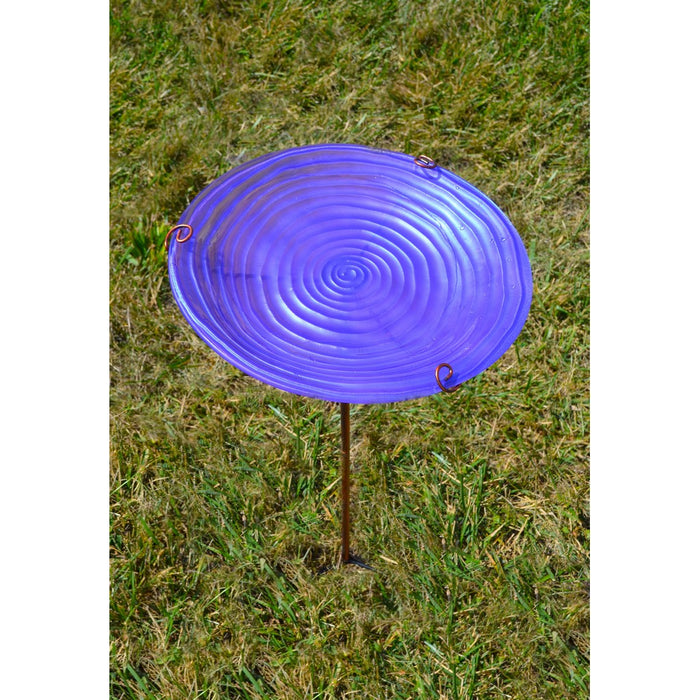 Purple Swirl Staked Bird Bath